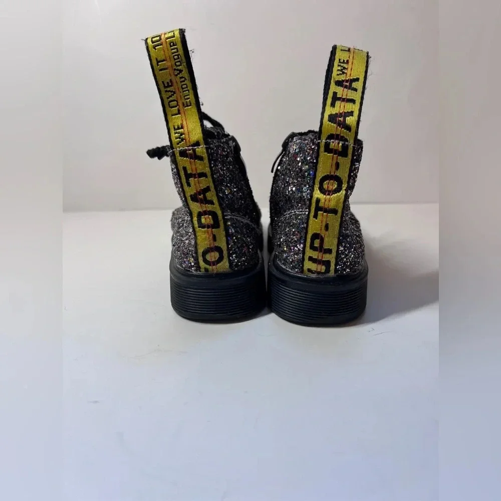 Kids Glitter Combat Boots multicolor in toddler size 31